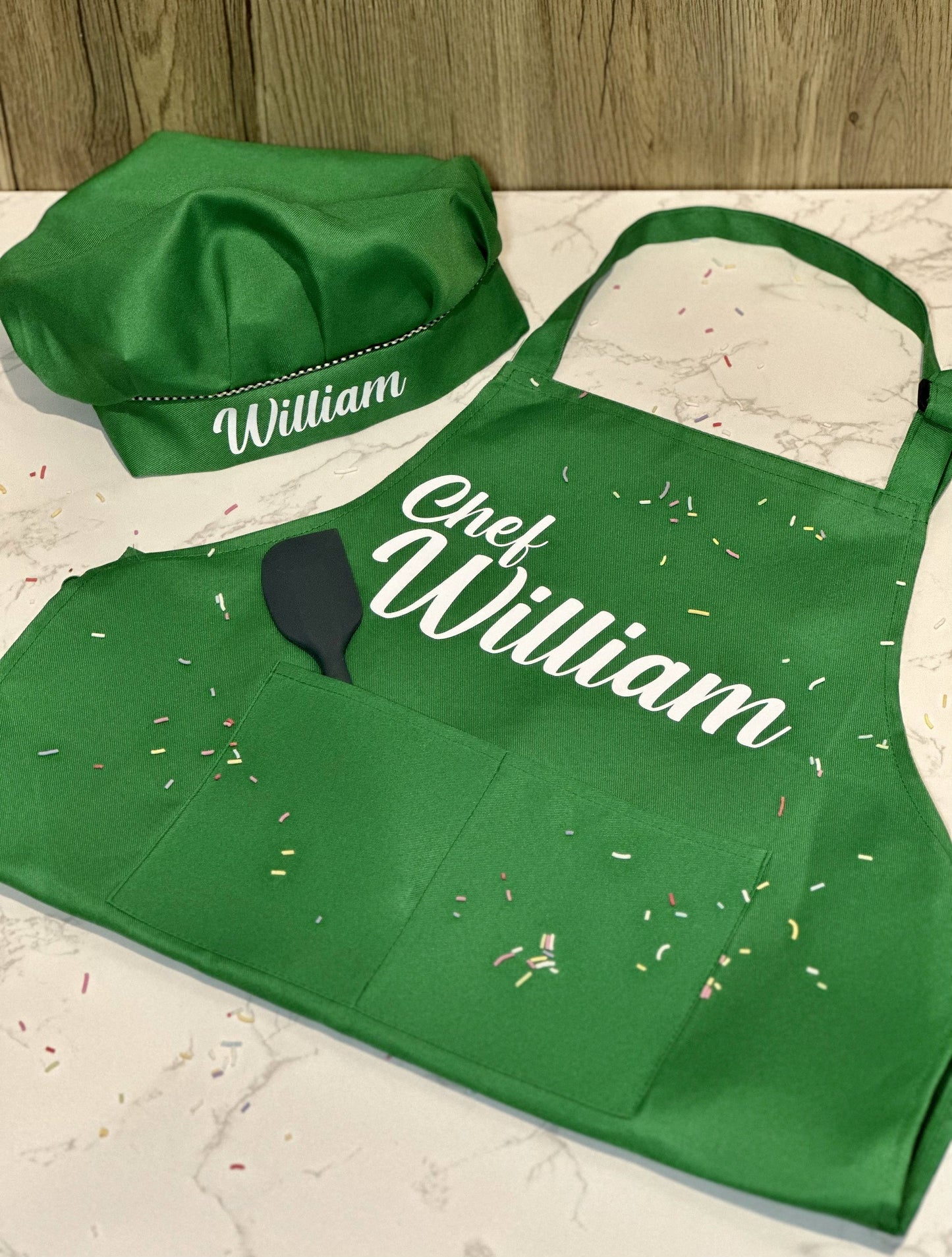 Kids/Toddler Apron & Chef's Hat Set - Personalised