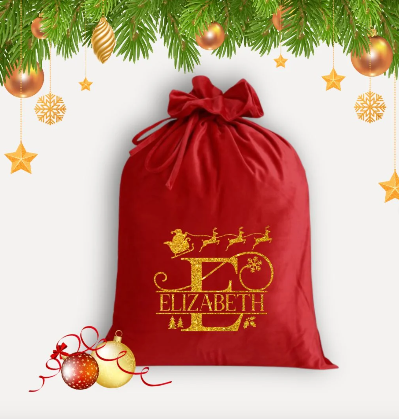 Personalised Velvet Santa Sack Christmas Australia