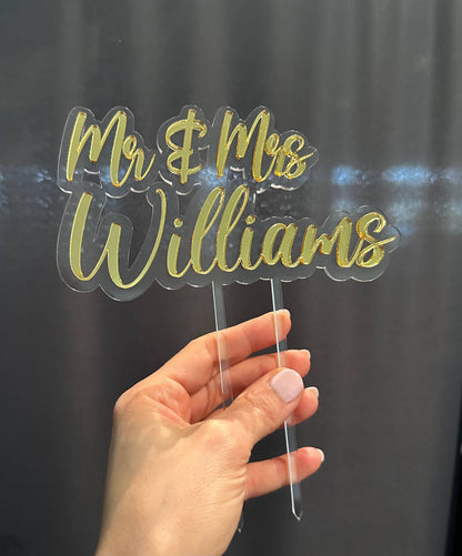 Personalised Wedding Cake Topper – Mr & Mrs *Surname*
