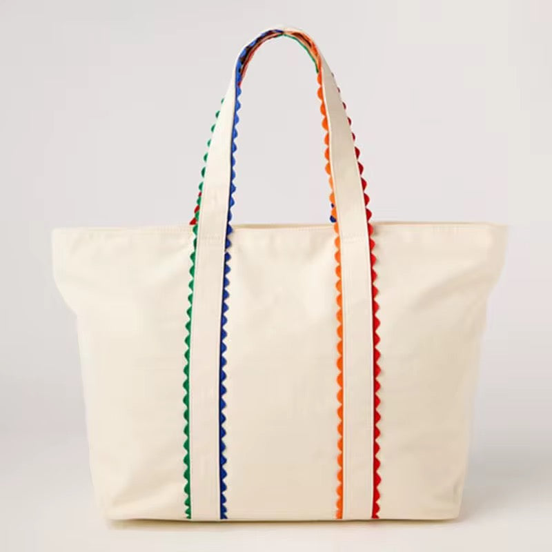 Canvas Tote Bag - Rainbow Trim