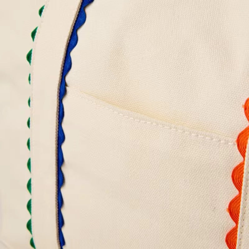 Canvas Tote Bag - Rainbow Trim