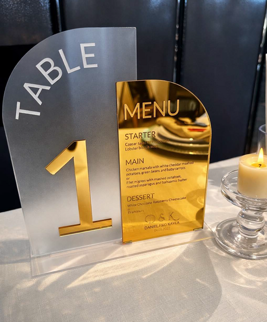 Personalised Acrylic Wedding Table Number & Menu Set